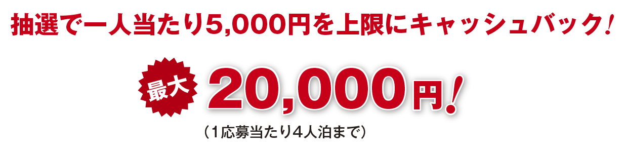 抽選で一人当たり5,000円を上限にキャッシュバック最大20,000円